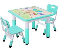 MAMIZO Tavolo Bambini con 2 Sedie, Tavolo e Sedie Bambini, Regolabile in altezza, in Plastica, per Set Bambina dai 2 anni (Giallo, Tavolo Quadrato), 60 x 60 cm, KT-TC01