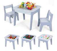 MAMIZO Tavolo per bambini con 2 sedie,Tavolino bambini con Lavagna & Contenitore,confezione da 2 sedie,Tavolo bambini con sedie, Mobili per Cameretta e Stanza dei Giochi,Tavolo e sedie per bambini,Blu