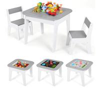 MAMIZO Tavolo per bambini con 2 sedie,Tavolino bambini con Lavagna&Contenitore,confezione da 2 sedie,Tavolo bambini con sedie,Mobili per Cameretta e Stanza dei Giochi,Tavolo e sedie per bambini,Grigio