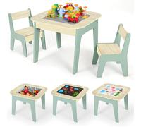 MAMIZO Tavolo per bambini con 2 sedie,Tavolino bambini con Lavagna & Contenitore,confezione da 2 sedie,Tavolo bambini con sedie, Mobili per Cameretta e Stanza dei Giochi,Tavolo e sedie,Verde