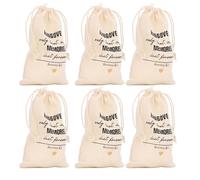 MAMJENNI 6 sacchetti regalo per addio al celibato con coulisse, in lino, ideali come bomboniere per addio al celibato, baby shower e matrimoni. (RICORDI DEI POSTUMI DELLA SBORNIA)