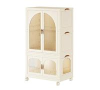 MAMJENNI Armadio in plastica pieghevole, installazione gratuita, design ad basso, armadio trasparente per vestiti per bambini. (Piccola)