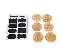 MAMJENNI Coperchi per barattoli di vetro, 6 coperchi in bambù con guarnizione in silicone, pennarello per lavagna, etichette, per contenitori per alimenti, a prova di perdite,