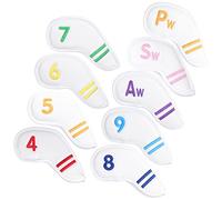 MAMJENNI Copriferro da Golf per Giocatori Destrimani, Set Completo 4-PW, AW, SW, Materiale PU Premium con Fodera in Peluche, Protezione AntiGraffio, Design Facile da (Bianca)