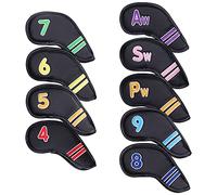 MAMJENNI Copriferro da Golf per Giocatori Destrimani, Set Completo 4-PW, AW, SW, Materiale PU Premium con Fodera in Peluche, Protezione AntiGraffio, Design Facile da (Nera)