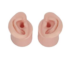 MAMJENNI Modello Professionale per Pratica di Foratura dell'Orecchio, Orecchio in Silicone Flessibile per Artisti Principianti, Design a Canale Lungo per Esposizione e Formazione, (Colore della pelle