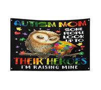 Mamma autistica Alcune persone ammirano i loro eroi. Io sto alzando il mio. Bandiera da giardino da 3x5 piedi con 4 fori. Decorazione per interni ed esterni.