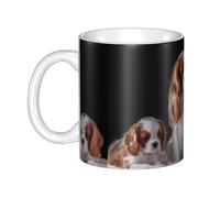 Mamma Cavalier King Charles Spaniel con i cuccioli,Tazza in ceramica grande, adatta per caffè, cucina, ristorante, ufficio, bar, 330 ml