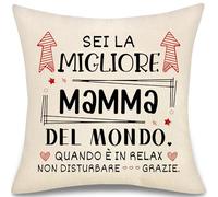 Mamma Copricuscino Regalo per Donna Madre Regali da Figlia Figlio Festa della mamma Sei la Migliore Madre del Mondo Copricuscini Fodera per Cuscini Decorativi Regali di Compleanno Natale (mamma-a)