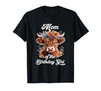 Mamma Del Compleanno Ragazza Highland Cow Farm Famiglia Maglietta