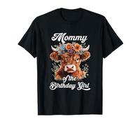 Mamma Del Compleanno Ragazza Highland Cow Farm Famiglia Maglietta