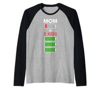 Mamma di 3 Bambini Divertente Donna con Figlie Figlio Madre di Tre Maglia con Maniche Raglan