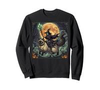 Mamma di Gatto Ragdoll Strega Halloween Cavaliere Luna Felpa