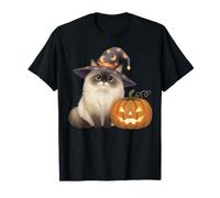 Mamma di Ragdoll Gatta Strega Halloween con Zucca Maglietta