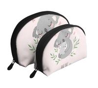 Mamma e bambino carini di Koala, Borsa per trucco a conchiglia Portamonete da donna Borsa da toilette piccola Borsa per cosmetici 2 pezzi