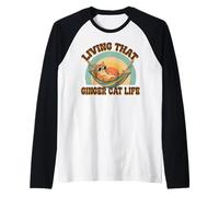 Mamma Gatto Arancione Che Vive Quella Vita da Gatto Rosso Maglia con Maniche Raglan