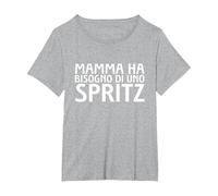 Mamma Ha Bisogno di Uno Spritz Maglietta, Donna Plus-Size, Grigio Melange, 3X