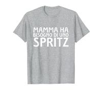Mamma Ha Bisogno di Uno Spritz Maglietta, Uomo, Grigio Melange, 4XL