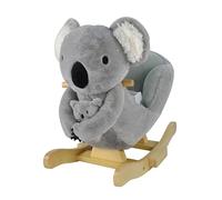 Mamma Koala a Dondolo per Bambini 18-36 Mesi Cavalcabile in Legno e Peluche con Suoni e Cintura di Sicurezza 61x32x52 cm (Koala)
