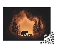Mamma orsa e cuccioli, grotta scarsamente illuminata Puzzle 1000Pcs Decorazione Per La Casa. Rilassamento E Intelligence Per Adulti E Bambini Da 14 Anni 1000pcs (75x50cm)