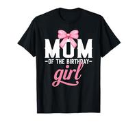 Mamma Pink Bow Birthday Girl Mamma Of The Birthday Pink Girl Maglietta