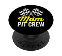 Mamma Pit Crew per costume da gara con testo bianco PopSockets PopGrip Adesivo