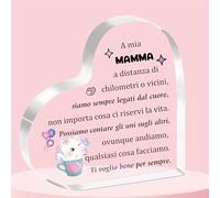 Mamma Targhe e Cartelli Decorativi Acrilico Cuore Placca Ornamenti Donne Festa della Madre Regali Scrivania Segno Gatto Compleanno Regalo Natale Mammina Pensionamento Grazie Apprezzare Ricordi
