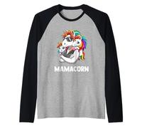 Mamma Unicorno con Due Bambini Mamma Fantastica Maglia con Maniche Raglan