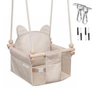MAMOI Altalena per bambini con cintura di sicurezza, altezza regolabile 150-190 cm, altalena per casa, struttura stabile, seduta in velluto, montaggio facile, altalena da interno per bambini
