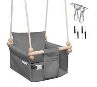MAMOI Altalena per bambini con cintura di sicurezza, altezza regolabile 150-190 cm, altalena per casa, struttura stabile, seduta in velluto, montaggio facile, altalena da interno per bambini