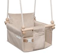 MAMOI Altalena per bambini con cintura di sicurezza, altezza regolabile 150-190 cm, altalena per casa, struttura stabile, seduta in velluto, montaggio facile, altalena da interno per bambini