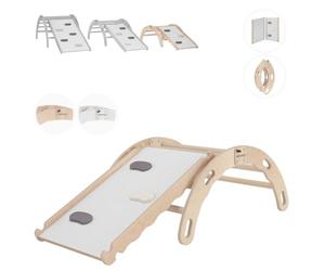 MAMOI® Arrampicata per bambini con scivolo in legno naturale, Dondolo triangolo, Altalena da casa interno, Parete arco montessori a partire da 1 anno 2/3 anni