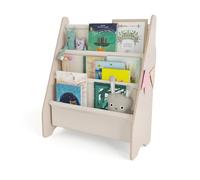 MAMOI® Libreria per bambini - scaffale con tasche in tessuto, organizer porta libri per cameretta, libreria autoportante per riporre libri, cassettiera in legno