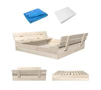 MAMOI® Sabbiera in Legno XXL/XL per Bambini con Coperchio | Cassetta da Gioco con Contenitore per Acqua e Giocattoli (Naturale)