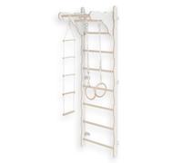 MAMOI® Scala da ginnastica per bambini (210 cm), Scala da allenamento a muro, Scala di corda per bambini, Parco giochi in legno per la casa, Ruote da ginnastica, 100% ECO, Made in EU