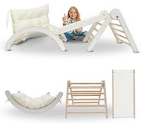 MAMOI® Set da Arrampicata 4 in 1. dondolo + Scivolo + Triangolo + Cuscino, struttura multifunzionale per interni con elementi di arrampicata e relax