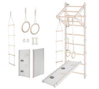 MAMOI® Spalliera Svedese, Parete di Arrampicata per Palestra, Spalliera in Legno Naturale per Uso Interno, Parallele Ginnastica Artistica da Casa