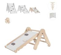 MAMOI® Triangolo con Scivolo in Legno Naturale per Bambini, Parete Arco Arrampicata per Uso Interno, Percorso Montessori a Partire da 1/2/3 Anni