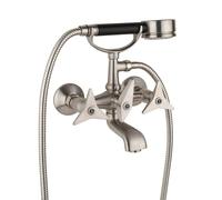 Mamoli GIO Ponti rubinetto vasca a due comandi con set doccia, esterno, 1030F214002F, GIO Ponti acciaio inox spazzolato [Rubinetteria Bagno > Rubinetteria Vasca]