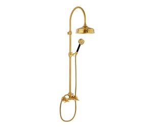 Mamoli GIO Ponti sistema doccia con miscelatore a due comandi, doccetta e soffione doccia, 3030F214002G, GIO Ponti ottone spazzolato [Rubinetteria Bagno > Colonne Doccia]