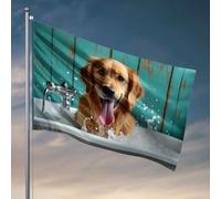 Man Cabe Decor A Golden Retriever gode di un bagno rinfrescante. Bandiere per la decorazione della stanza divertente decorazione della stanza (120 x 180 cm)