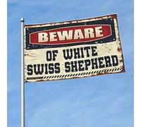 Man Cabe Decor Beware Of White Swiss Shepherd Flag College Dorm Poster per ragazzi bandiere dormitorio per ragazzi (Dimensioni: 30 x 45 cm)