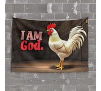 Man Cabe Decor I Am God. Stampato sull'immagine. Arazzo decorativo per porta della stanza (75 x 100 cm)