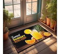 Man Cabe Decor Sunset Hourly Ganks: rinfrescante arancione ananas succo di frutta zerbino divertente testo zerbino anteriore portico decorazioni all'aperto (40 x 60 cm)