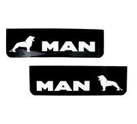 Man Camion Hgv Parafanghi 18x60cm Liscio PVC Nero Con Logo Bianco