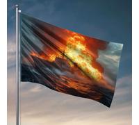 Man Cave Bar A Ship On Fire In The Ocean. Bandiera Back Yard Decorazioni Happy Camper Regali (30 x 45 cm)