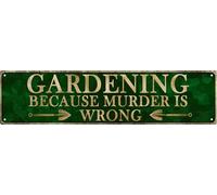 Man Cave Decor Vintage Wall Decor Gardening Because Murder is Wrong Vintage Tin Signs Funny Street Metal Signs for Home Garage Wall Bar Decor 10,2 x 40,6 cm