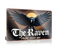 Man Cave Decorations The Raven: A Gothic Tale by Edgar Allan Poe Targa in latta vintage, divertente decorazione in metallo (20 x 30 cm)