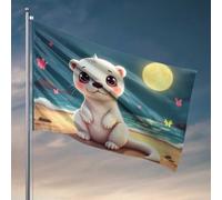 Man Cave Rules Adorabile orso polare al chiaro di luna, bandiera da spiaggia, accessori per garage per uomo grotta bandiera country boy (120 x 180 cm)