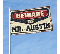 Man Cave Rules Beware Of Mr. Austin, bandiera decorativa per camera da letto, esterni, 60 x 90 cm
